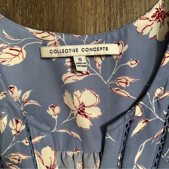Collective Concepts Flowy Floral Blue Women's Blouse, Romantic Cottage core Top - Picture 4 of 8